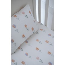 Nou Renkli Laleli  Bebek Lastikli Çarşaf Seti (60X120+15) - Spring Tulip