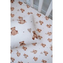 Nou Pofuduk Ayılı  Bebek Lastikli Çarşaf Seti (70X130+15) - Fluffy Bear