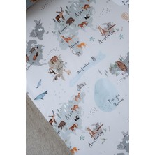 Nou Hayvan Haritası  Bebek Lastikli Çarşaf Seti (60X120+15) - Animal Map