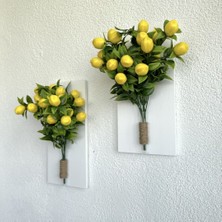 ST Dekor Limon Çiçekli Duvar Dekoru Beyaz İkili Set