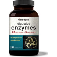 Naturebell Digestive Enzymes With Prebiotics 240 Veggie Capsules – 20 Enzyme & 5 Prebiotic Complex