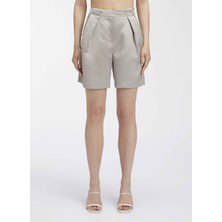 Calvin Klein Yüksek Bel Normal Açık Gri Kadın Şort Vıscose Lınen Shorts