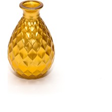 Yılbaşı Missi Gold Baklava Kabartmalı Cam Vazo (12 Cm)