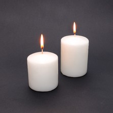 Missi 2li Ekru Kalın Mum Seti( 7 cm Çap)