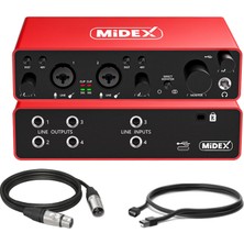 Midex Midi Paket-6 Stüdyo Ekipmanları Seti Ses Kartı Midi Klavye Mikrofon Kulaklık