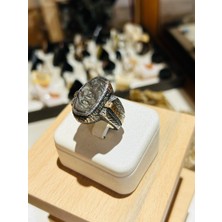 Luna Jewellery Antik Yer Altı Parası Detaylı Gümüş Erkek Yüzük