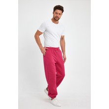 Kef Clothing Fuşya Erkek Eşofman Altı, Lastik Paça Lastik Bel  3 Iplik