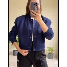 Esnoa Kadın Scuba Kumaş Astarlı Bomber Crop Ceket