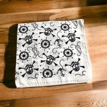 Als Accessories Beyaz Renk Kurukafa Desenli Çok Amaçlı Bandana %100 Cotton