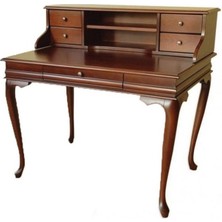 Wooding Mobilya 120 cm Çekmeceli Raflı Ceviz Masif Çalışma Masası