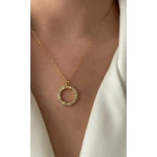 Zd Bellefemme Çelik Kararmaz Gold Renk Xoxo Model Zirkon Taşlı  Kadın Kolye