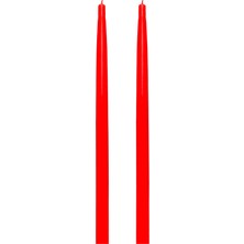Missi 2'li Kırmızı Uzun Şamdan Mum Seti 42 cm