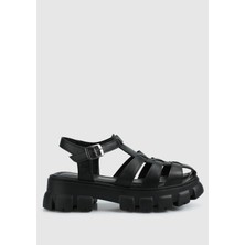 ProvoQ Siyah Kadın Düz Sandalet