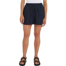 Tommy Hilfiger Bağlamalı Bel Normal Lacivert Kadın Şort Pull On Casual Lınen Short
