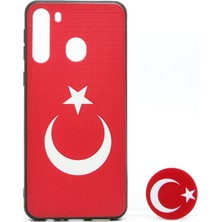 Nettech Samsung Galaxy A21 Uyumlu Desenli Popsocket Seri Arka Koruma Kılıf