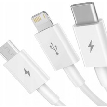 Baseus 50 cm Metre 3.5AMPER Yüksek Hızlı 3in1 Type-C, Iphone Lightning ve Micro Şarj ve Data Kablosu