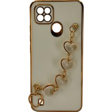 Nettech Realme C21 Uyumlu Lüx Kalp Zincir Arka Koruma Kılıf