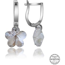 Gumush Swarovski Crystal Taşlı Gümüş Beyaz Papatya Sallantılı Kadın Küpe