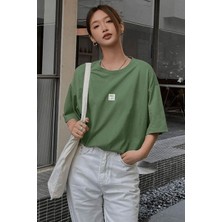 Teenage Millionaire Kadın Free Life Açık Yeşil Bisiklet Yaka Oversize Salas T-Shirt