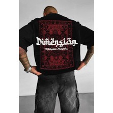 Teenage Millionaire Erkek Dimension Kabaran Baskılı Siyah Bisiklet Yaka Oversize Salaş T-Shirt