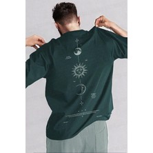 Teenage Millionaire Erkek The Moon Petrol Yeşili Uzun Kol Oversize T-Shirt Günlük Tarz Grafik Desenli
