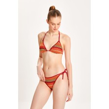 Too Salty Swimwear Kadın Bordo Dantelli Yandan Bağlamalı Üçgen Bikini Takımı 24S116ST