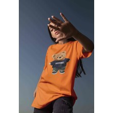 Dogfish Baskılı Turuncu Oversize Unisex Tshirt