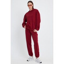 Kef Clothing Bordo  Kadın Eşofman Takımı, 3 Iplik Oversize