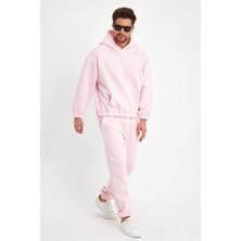 Kef Clothing Pembe Erkek Eşofman Takımı, 3 Iplik Oversize