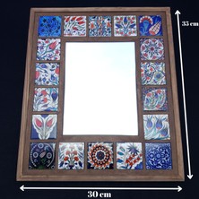 Sharp & Art Çini Desenli 18 Parça Karo Çerçeveli Ahşap Dekoratif Ayna,6 Farklı Model ve Renk Seçeneği Ile...