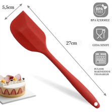 4lü Silikon Spatula Seti Yanmaz Yapışmaz Çizmez Fuşya-Kırmızı-Turuncu-Mor 27cm