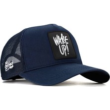 BlackBörk V1 Trucker Wake Up - 3 Kod Logolu Unisex Lacivert Şapka (Cap)