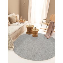 Halıcı Emin Bolivya B665a Gri Yuvarlak Hasır Dokulu Antialerjik Halı Kilim Salon Mutfak Koridor Kesme Yolluk