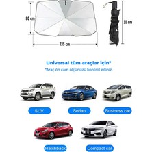 Universal Tüm Araçlara Uygun Araba Ön Cam Güneşlik Katlanabilir Güneşlik Şemsiye Ön Cam Gölgelik Büyük Boy 80 cm x 135 cm