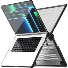 Seashell Digital MacBook Pro 16 Inç (2021)/(2023) (A2485 M1 Pro / M1 MAX/A2780) Kaymaz Laptop Kılıfı Isı Dağılımı Pc + Tpu Kickstand Kapak-Siyah (Yurt Dışından)