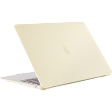 Seashell Digital Macbook Air 15 Inç (2023) M2 A2941/(2024) M3 A3114 Kılıf Krem Dokulu Plastik Darbeye Dayanıklı Kapak-Sarı (Yurt Dışından)