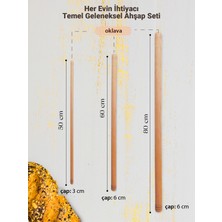 Ülgenev 3'lü Ahşap Hamur Açma ve Şekillendirme Oklava Seti 50-60-80 cm