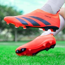 Lucky Star Bağcıksız Profesyonel Futbol Ayakkabısı - Turuncu (Yurt Dışından)