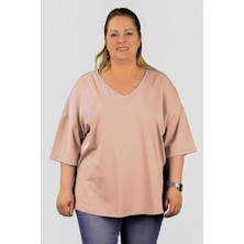 Balins Büyük Beden Kadın V Yaka Süprem T-Shirt