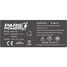 PARS POWER Samsung 5.5x3.0 60W 19V 3.16A Notebook Adaptör  Şarj Aleti-Cihazı Pars Power