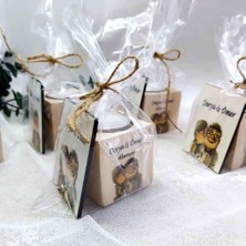 Hayaller Dükkanı 30 Adet Ahşap Mumluk Nikah Şekeri Yaşlı Çift Uv Baskılı Kalp ve Manget Set