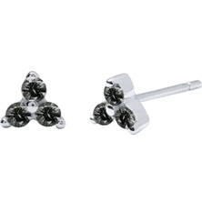 Mingjin Shop2 LN0028-8 925 Ayar Gümüş Iğne Küçük Geometri Üçgen Kristal Düğme Küpe Kadın Aşıklar Çiftler Için Bling Basit Delici Küpe (Yurt Dışından)