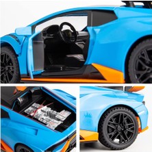 Dabo Model Araba 1/24 Ölçekli Lamborghini Huracan Sto Için Uyumlu Döküm Oyuncak Araç Işık ve Ses ile Geri Çekin Oyuncak Araba Kapısı Açık Olabilir (Mavi) (Yurt Dışından)