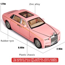 Dabo 1/32 Rolls-Royce Phantom Model Araba, Çinko Alaşımı Geri Çekin Oyuncak Araba Çocuklar Için Ses ve Işık ile Erkek Kız Hediye (Pembe) (Yurt Dışından)