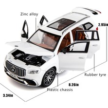 Dabo 1/24 Benz GLS63 Amg Model Araba, Çinko Alaşımlı Döküm Oyuncak Araba Işık ve Ses ile Geri Çekin Oyuncak Araç Kapısı Açılabilir (Beyaz) (Yurt Dışından)