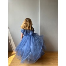 Taha Kids Güllü Prenses Kız Çocuk Abiye Indigo Mavi