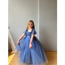 Taha Kids Güllü Prenses Kız Çocuk Abiye Indigo Mavi