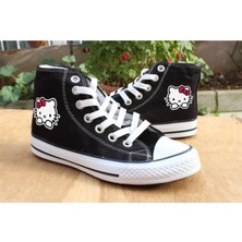 Lideral Hello Kitty Convers Baskılı Unisex Boğazlı Bağcıklı Ayakkabı