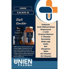 UNIEN Pharma Calsio-D 90 Tablet / Kalsiyum, Magnezyum, Çinko, Manganez, Bakır, Vitamin D3, Vitamin K2, L-Lizin, Vitamin C, Bromelain, Bor, Balık Yağı, Metil Sülfonil Metan ve Zerdeçal Ekstresi İçeren