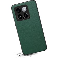 LR Joyful Xiaomi 14 Hibrit Deri Kaplamalı Pc + Tpu Düşmeyi Önleyici Telefon Kapağı (Yurt Dışından)